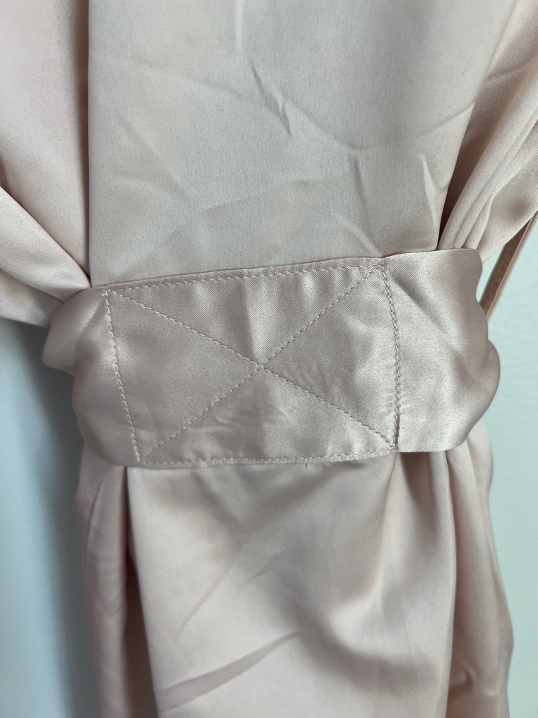 Embroidered 'Bridesmaid' Satin Charmeuse Robe In Light Blush Pink Size L — image 4 of 8